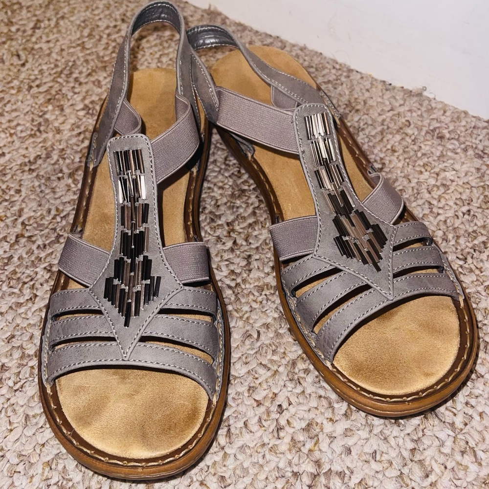Rieker Womens Rivera Gray Open Toe Casual Ankle Strap Size 40